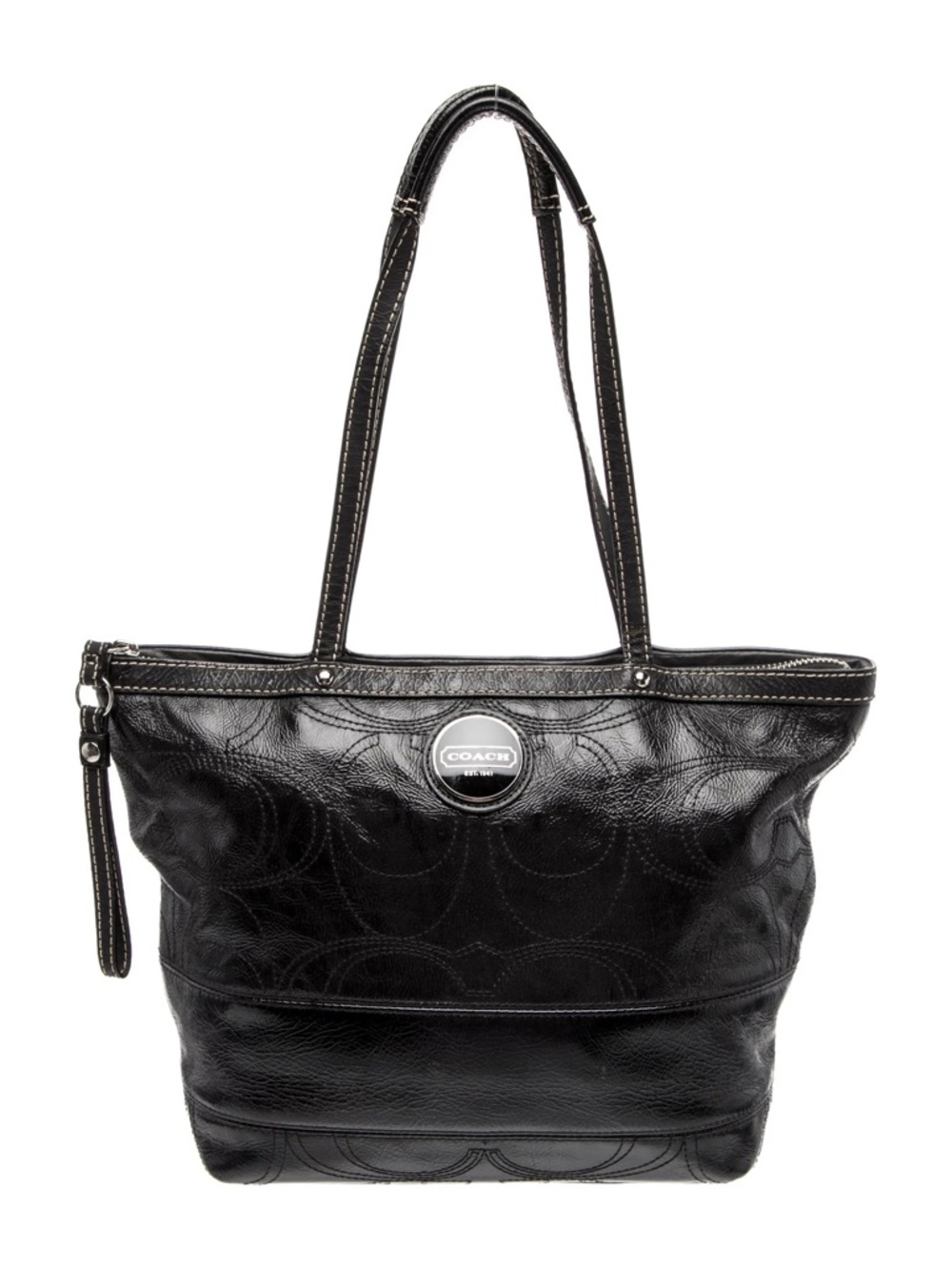 Coach signature Black patent Tote